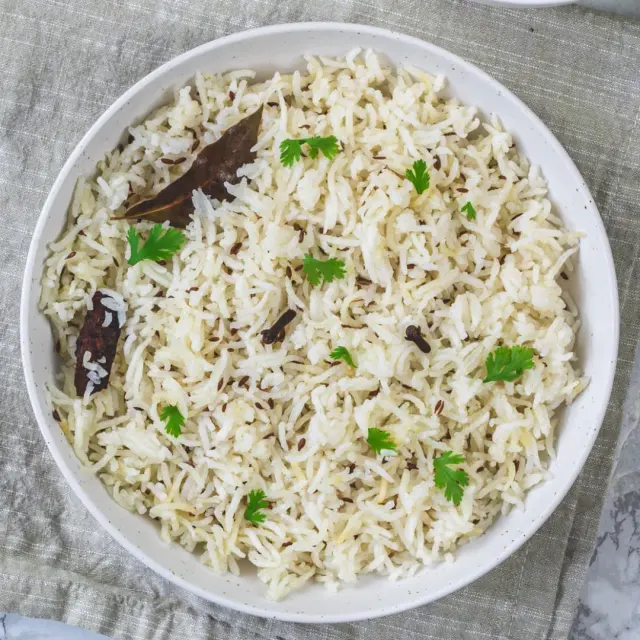 Jeera Rice at Aroma Delight, Burlington MA